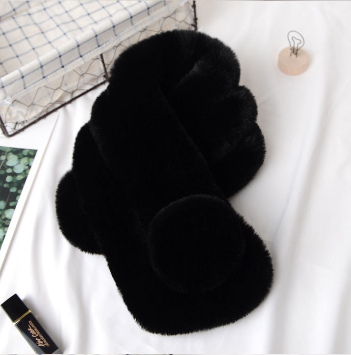 ファームーン_ふわふわフェイクファー 暖かい冬マフラー