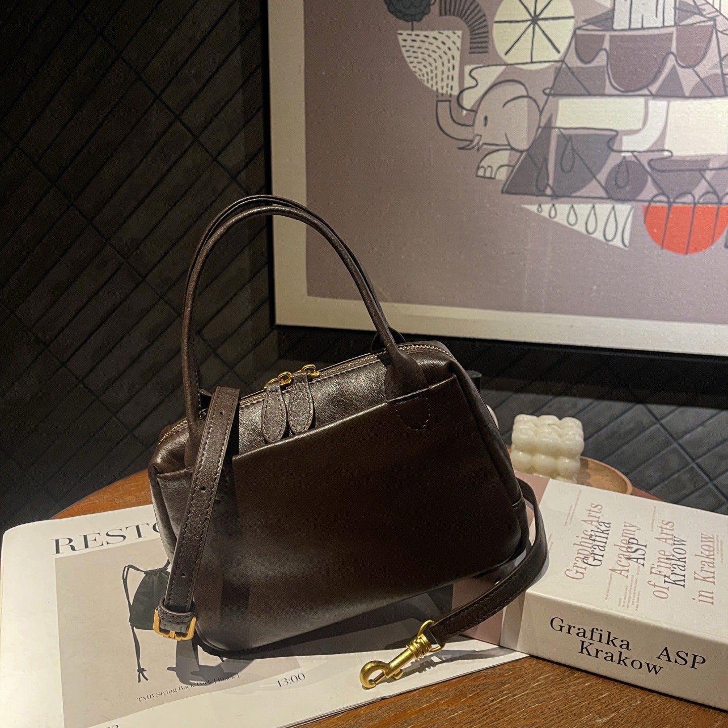 デイリス_レディース 合成皮革 カジュアル ジッパー付き クロスボディバッグ