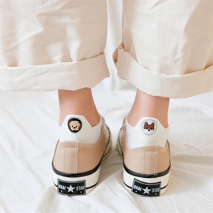 犬刺繍付きフットカバー | レディース浅履きソックスセット