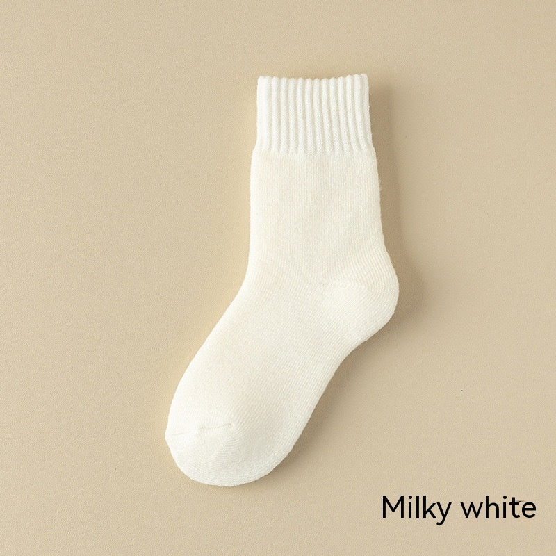 キッズフレンズ_キッズ フリースソックス 冬用 厚手 暖かい ウール混 ロングソックス