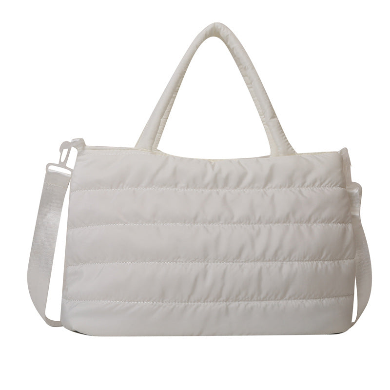 ソフトキルト_キルティング風 大容量チェック刺繍 2WAYショルダーバッグ