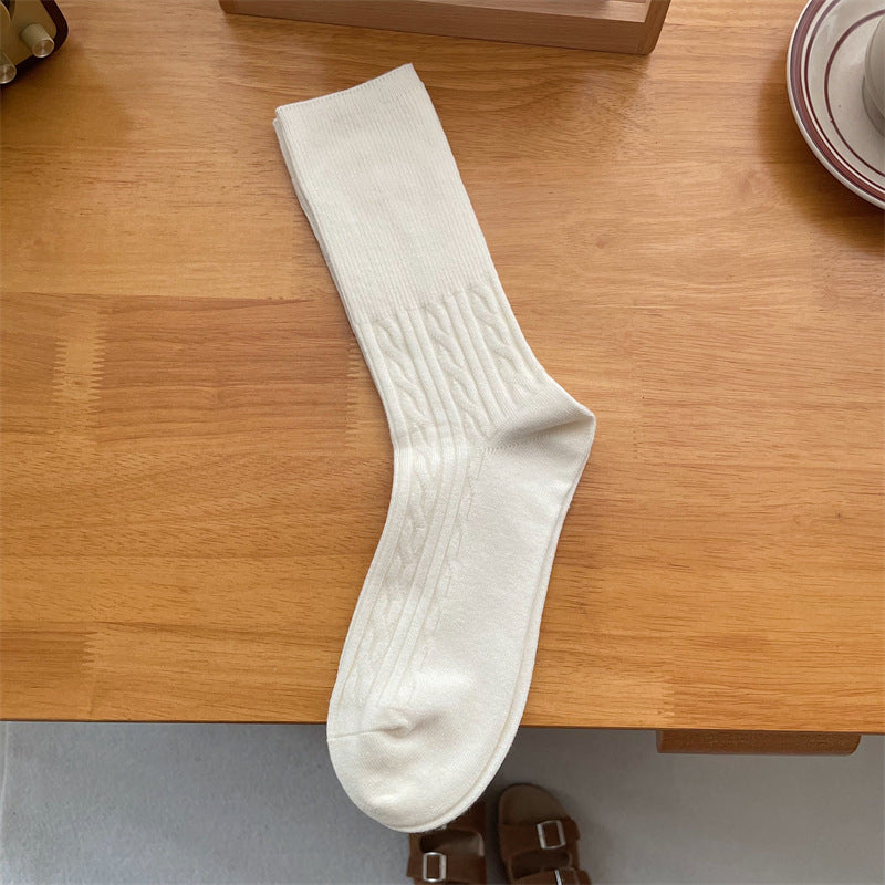 ウールウォーム_ウール素材 厚手 あったか ミドル丈ソックス レディース