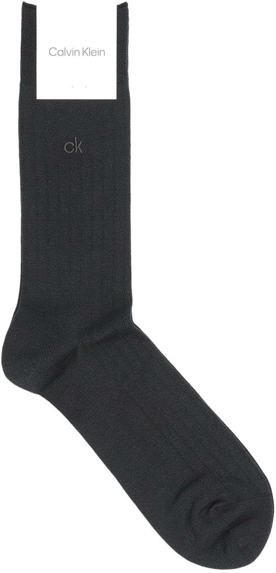 Calvin Klein メンズ抗菌防臭ソックス|太リブ・クルー丈ビジネス靴下