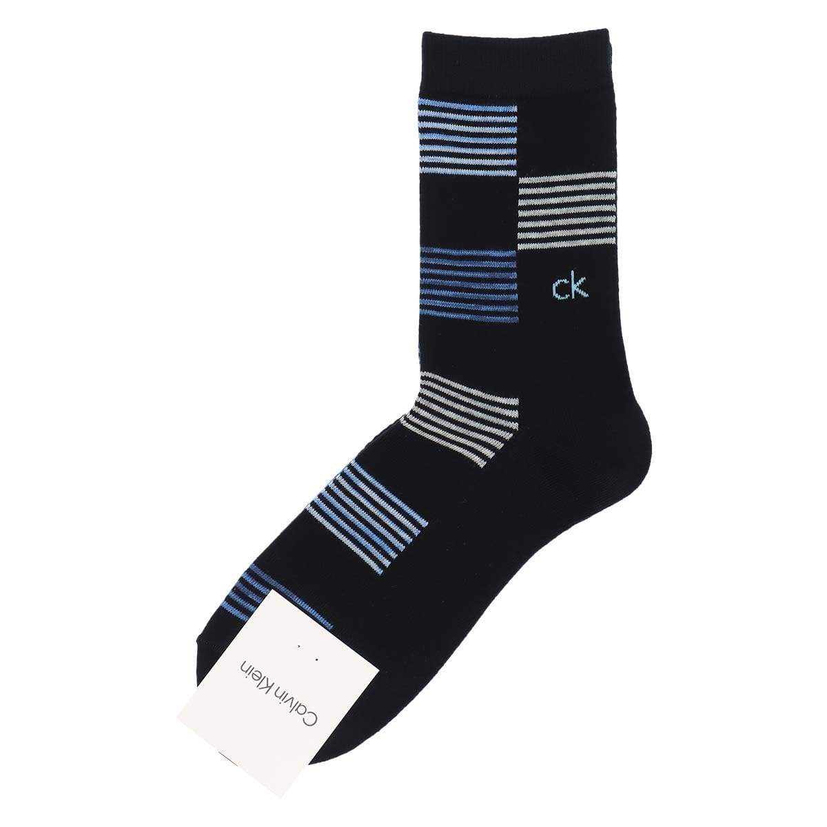 カルバン・クライン メンズソックス|ボーダーブロックミドル丈靴下