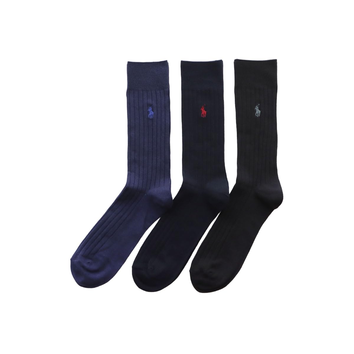 Polo Ralph Lauren Socks, 3 Pair Set, One Point, Embroidery, Crew Length, Unisex, Adult