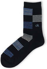 Calvin Klein 02542270 94. Middle Gray 25-27 cm Border Block Mid Length Casual Socks for Men Socks Men Gift, 94. middle gray, 25.0-27.0 cm