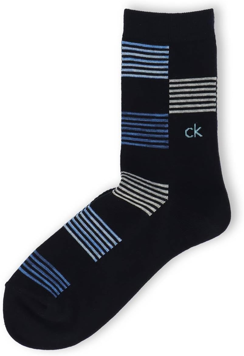 Calvin Klein 02542270 94. Middle Gray 25-27 cm Border Block Mid Length Casual Socks for Men Socks Men Gift, 94. middle gray, 25.0-27.0 cm