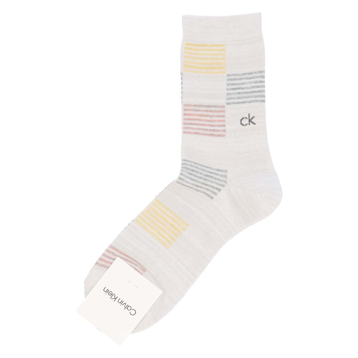 カルバン・クライン メンズソックス|ボーダーブロックミドル丈靴下