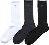 Calvin Klein 92572201 Men's 3-Pair Set, Sole Pile, One Point Embroidery, Solid Rib, Crew Length, Socks, Men's, white/grey/black