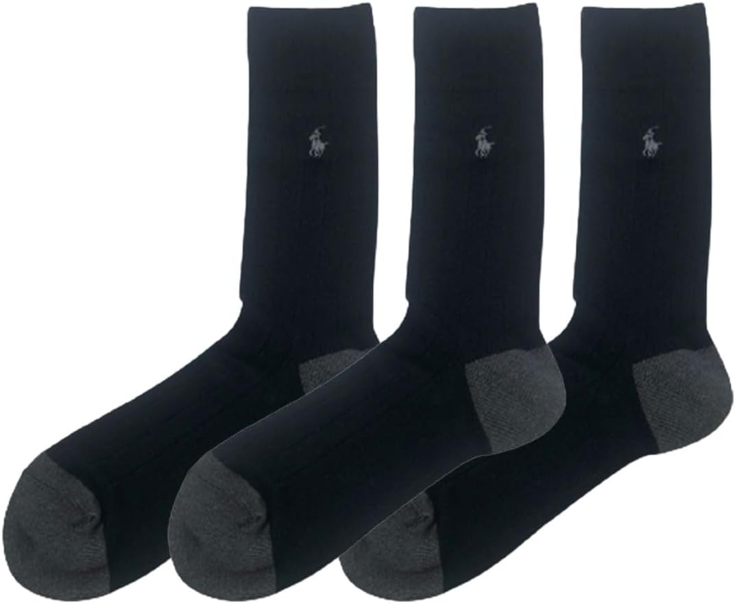 Polo Ralph Lauren 8439PK Men's Business Crew Socks, Set of 3, Black (001)