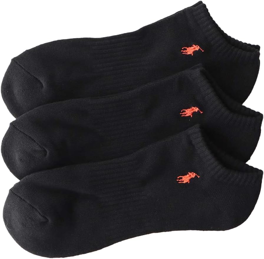 Polo Ralph Lauren 92009912 Men's Socks, 3 Pair Set, Footed Pile, One-Point, Unisex Adult