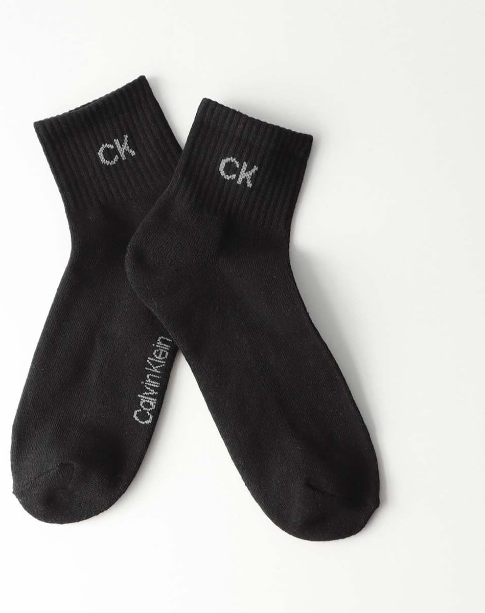 Calvin Klein 92572502 3-Pair Set, Foot Pile, Antibacterial, Deodorizing, Short Length, Men's, Women's, Casual Socks, Present, Gift, 02. assorted, 23.0-25.0 cm
