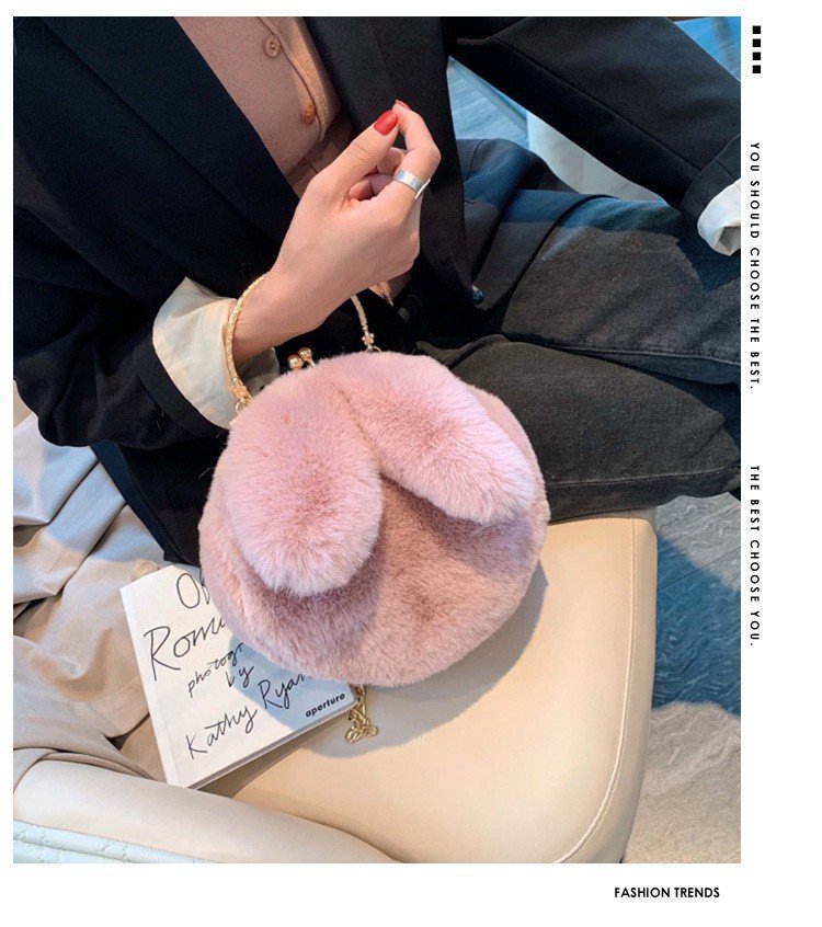 モコラ_ふわふわ イヤーデザイン ミニラウンド チェーンバッグ