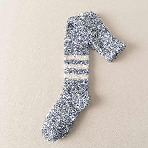 リラックスウォーム_コーラルフリース ニーハイソックス 厚手 ふわもこ 冬用