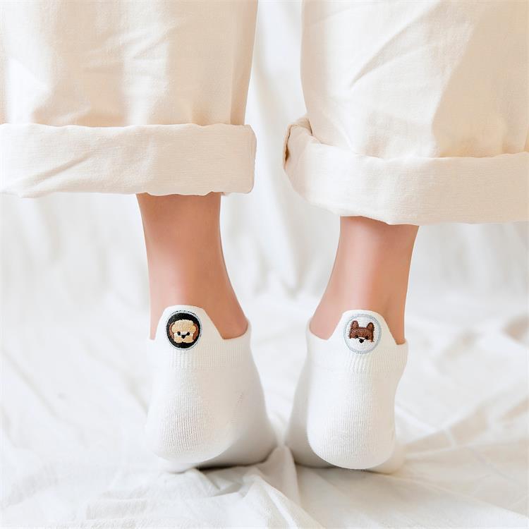 犬刺繍付きフットカバー | レディース浅履きソックスセット