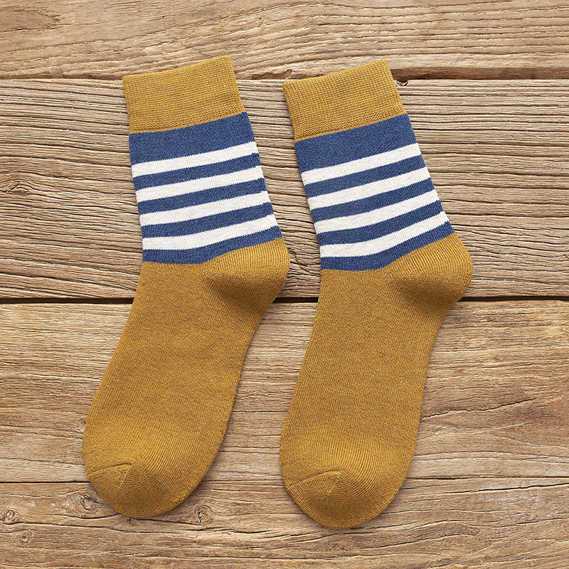 ウォームボーダー_秋冬用 カジュアル ボーダー柄 ウール混 チューブソックス 学生向け