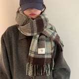 クラシックライン_ふんわり暖かい チェック柄 ボリュームマフラー 全7色