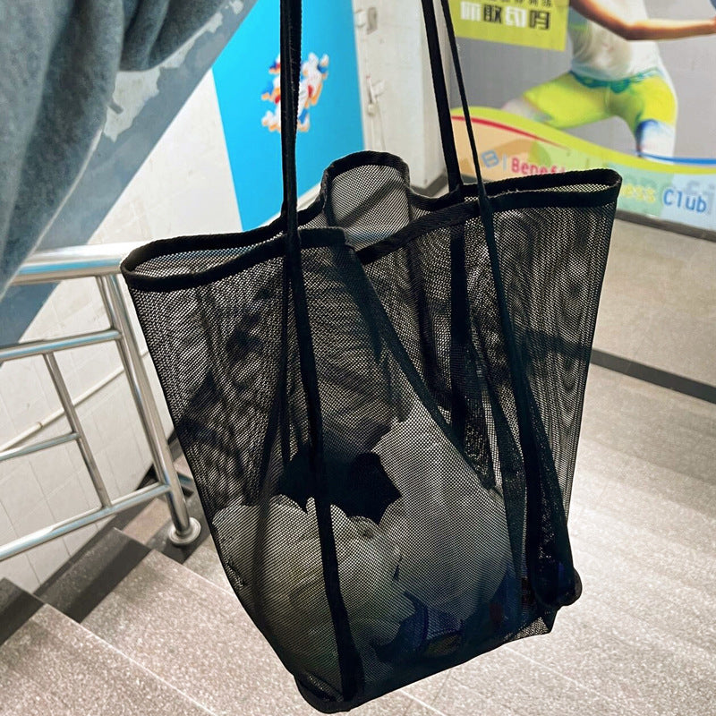 Clear Mesh One-Shoulder Bag - Lightweight, Large Capacity
