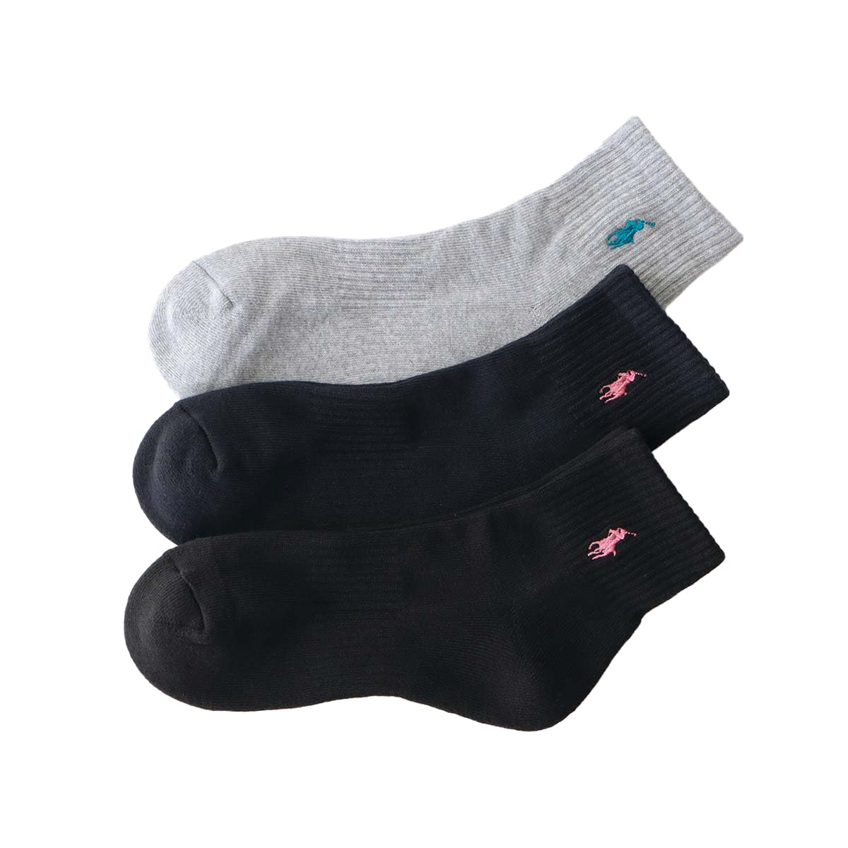 Polo Ralph Lauren 93246914 Women's Socks, 3 Pair Set, Footed Pile, One-Point, Short Socks, Unisex Adult