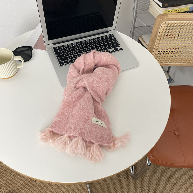 ウールエッセ_レディース 秋冬用 あったかウールマフラー シンプル万能