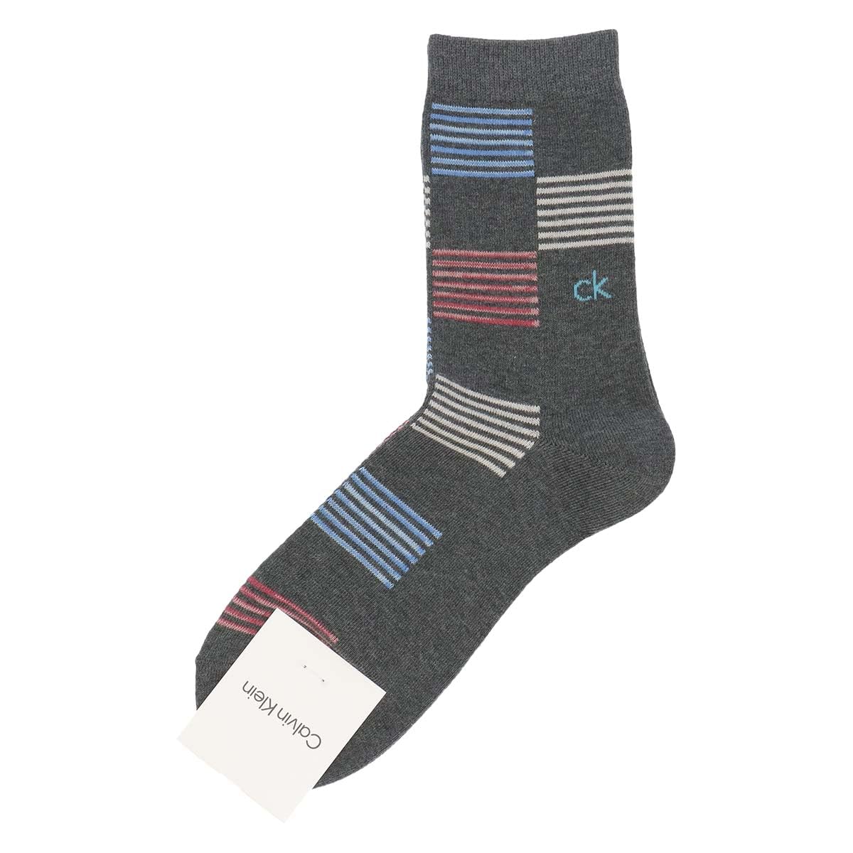 カルバン・クライン メンズソックス|ボーダーブロックミドル丈靴下