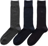 Calvin Klein 92572200 3 Pair Set, Antibacterial and Odor Resistant, Thick Rib, One Point Embroidery, Crew Length, Business Socks, Men's Socks, Men's, Black