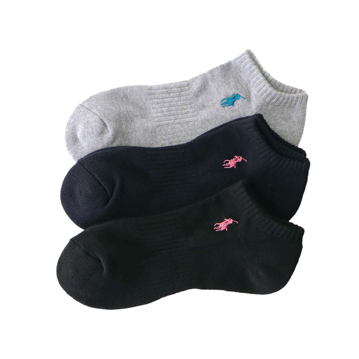 Polo Ralph Lauren 93246912 Women's Socks (3 Pair Set), Footed Pile, One-Point Sneakers Socks, Unisex Adult