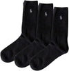 Polo Ralph Lauren 7310PK Women's Crew Socks, Casual, Set of 3 Pairs, Black (001)