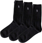 Polo Ralph Lauren 7310PK Women's Crew Socks, Casual, Set of 3 Pairs, Black (001)