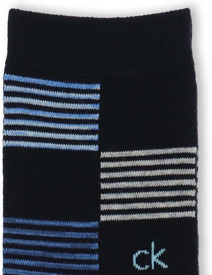 Calvin Klein 02542270 94. Middle Gray 25-27 cm Border Block Mid Length Casual Socks for Men Socks Men Gift, 94. middle gray, 25.0-27.0 cm