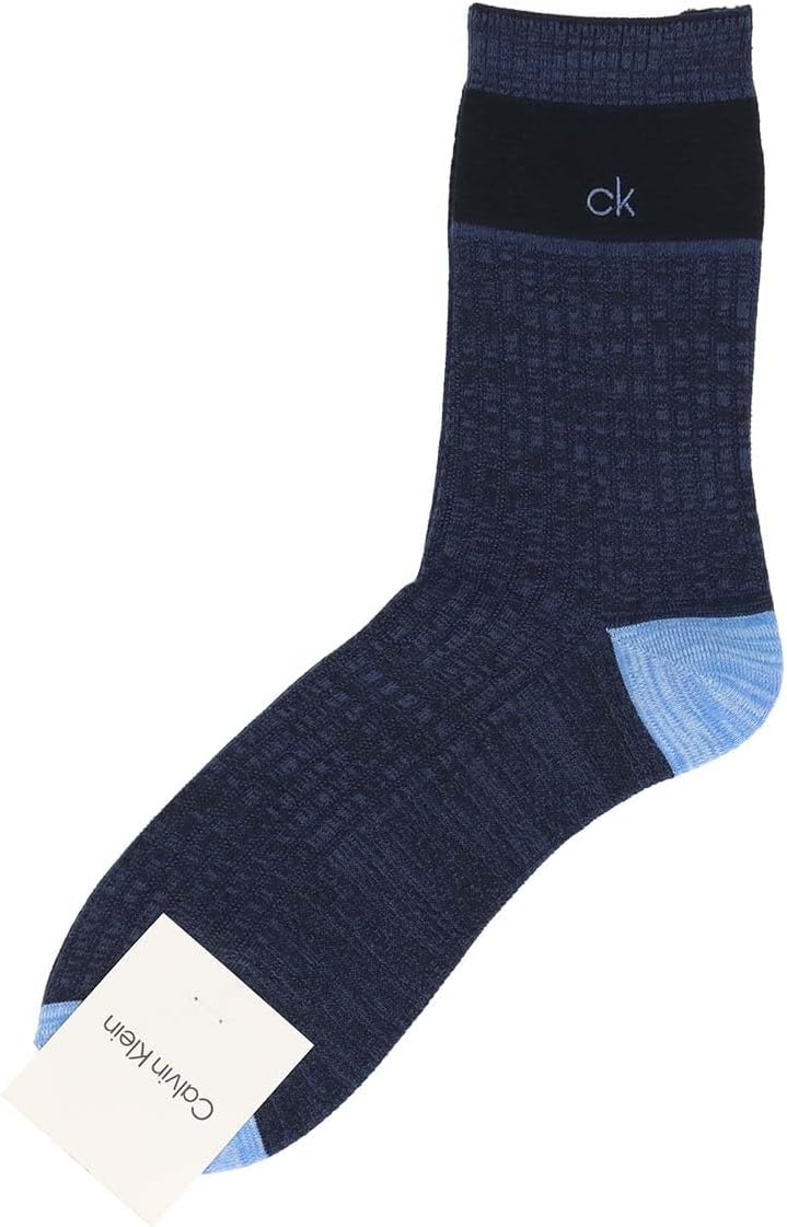 Calvin Klein 02542268 Cool Links Switching Sole Pique Knit Mid-Length Casual Socks Men's Socks, Present, Gift, 68. Navy, 9.8 - 10.6 inches (25 - 27 cm), 68.navy, 25.0-27.0 cm