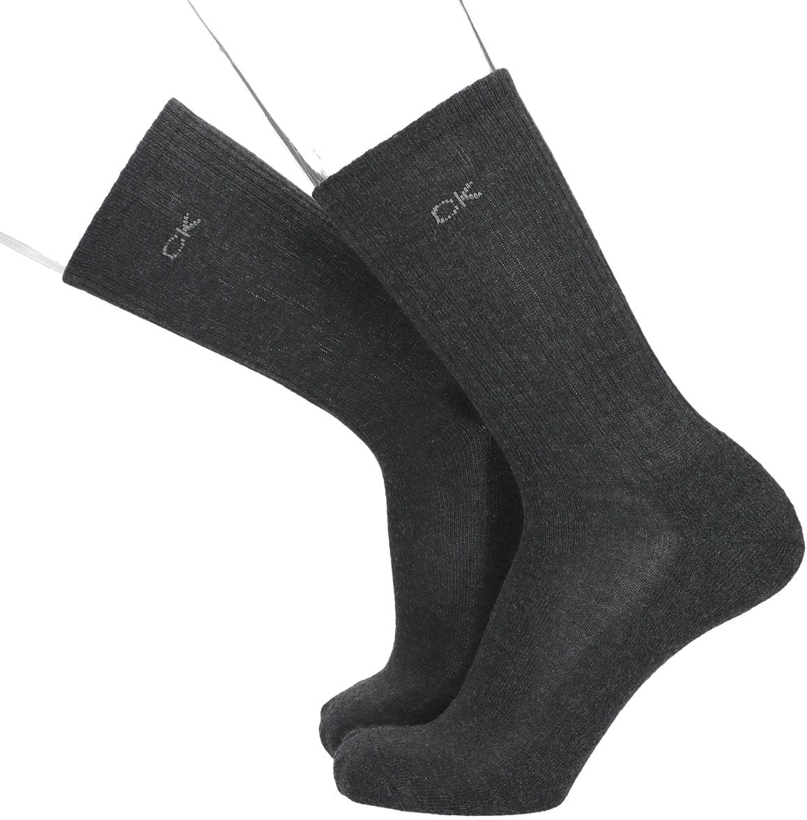 Calvin Klein 92572201 Men's 3-Pair Set, Sole Pile, One Point Embroidery, Solid Rib, Crew Length, Socks, Men's, white/grey/black