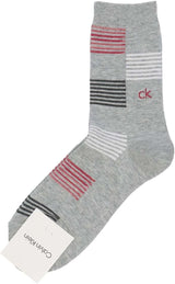 Calvin Klein 02542270 94. Middle Gray 25-27 cm Border Block Mid Length Casual Socks for Men Socks Men Gift, 94. middle gray, 25.0-27.0 cm