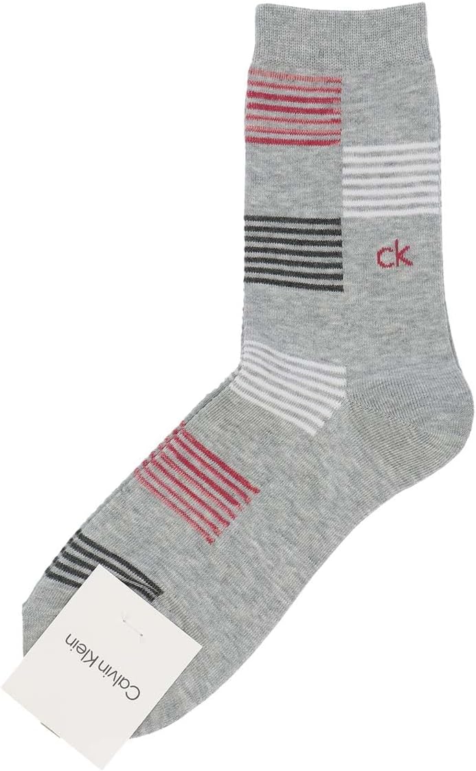 Calvin Klein 02542270 94. Middle Gray 25-27 cm Border Block Mid Length Casual Socks for Men Socks Men Gift, 94. middle gray, 25.0-27.0 cm