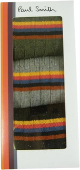 Paul Smith Men's Stylish Striped Signature Rib Socks, 3 Pairs