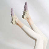 ヨガフィット5_レディース 四季 グラデーション レースアップ ノンスリップ 5本指ヨガソックス