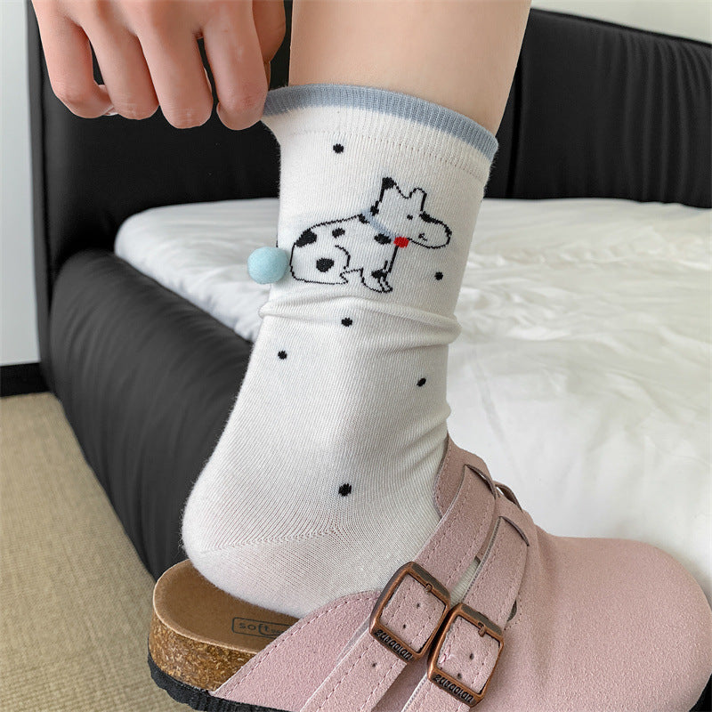 ガーリーボウ_リボン付き ガーリー ミドル丈ソックス レディース