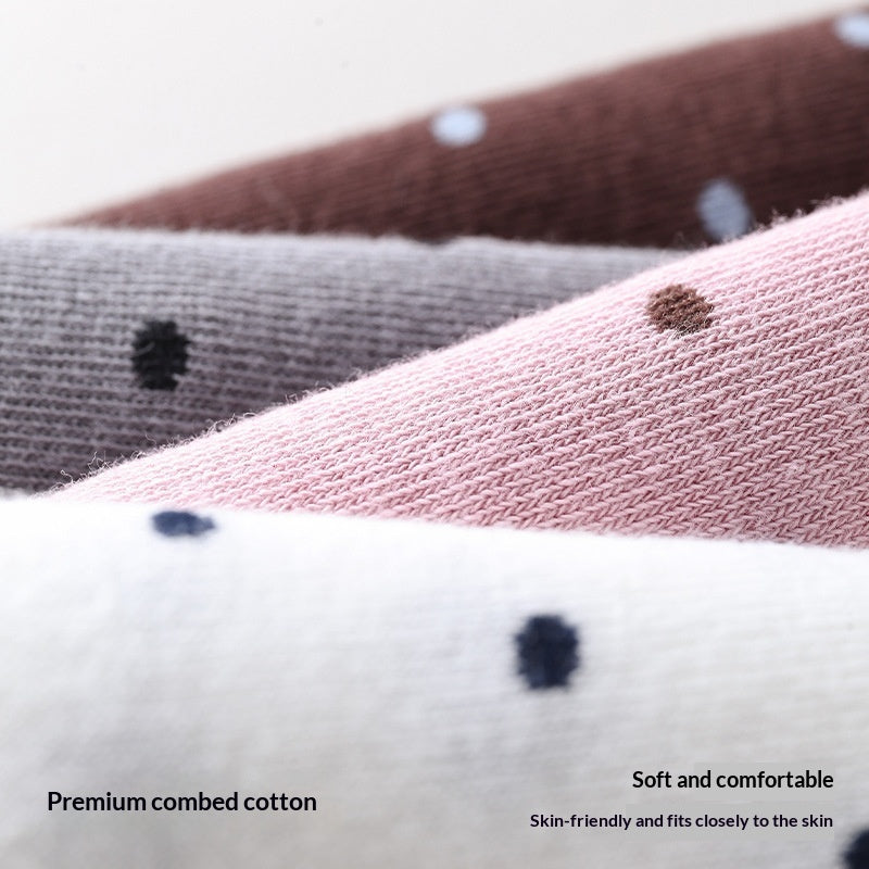 ドットパフ_ドット柄 配色 ニーハイソックス コットン ルーズフィット