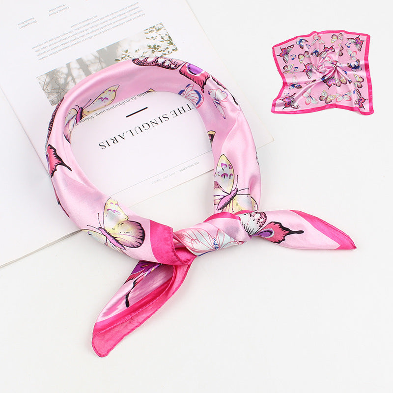 バタフライエレ_上品なバタフライプリント レディーススクエアスカーフ