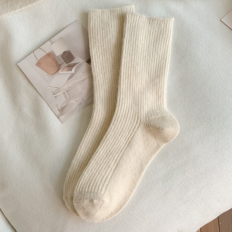 デイリーウォーム_秋冬 無地 ウールライク アクリルソックス