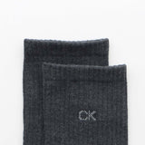 Calvin Klein 92572201 Men's 3-Pair Set, Sole Pile, One Point Embroidery, Solid Rib, Crew Length, Socks, Men's, white/grey/black