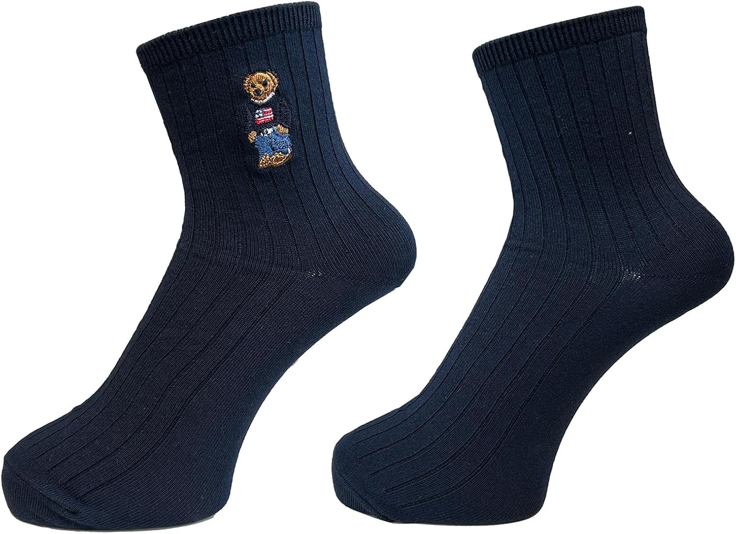 Polo Ralph Lauren Polo RALPH LAUREN Socks, Set of 2, Polo, Bear, Embroidery, Women's, B, 8.7-9.4 inches (22-24 cm), b