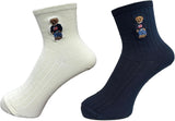 Polo Ralph Lauren Polo RALPH LAUREN Socks, Set of 2, Polo, Bear, Embroidery, Women's, B, 8.7-9.4 inches (22-24 cm), b