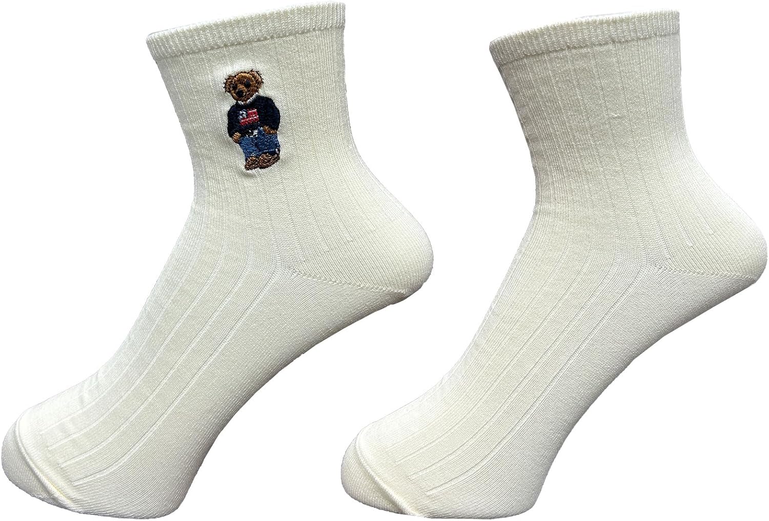 Polo Ralph Lauren Polo RALPH LAUREN Socks, Set of 2, Polo, Bear, Embroidery, Women's, B, 8.7-9.4 inches (22-24 cm), b