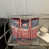 レースピクニック_レーストリム 配色チェック トートバッグ レディース