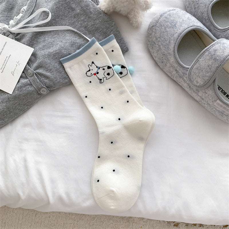 ガーリーボウ_リボン付き ガーリー ミドル丈ソックス レディース