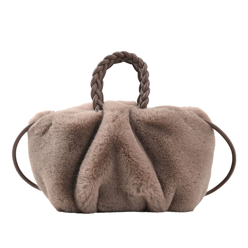 ポンポカ_ふわもこ パンプキン風 プリーツショルダーバッグ