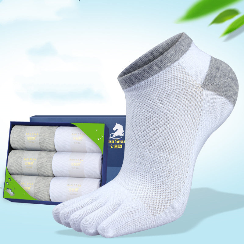 パワーステップ メンズ5本指ランニングソックス6足セット|夏用薄手メッシュ