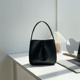 プリーツベル_レトロエレガント PUプリーツ ミニハンドバッグ レディース