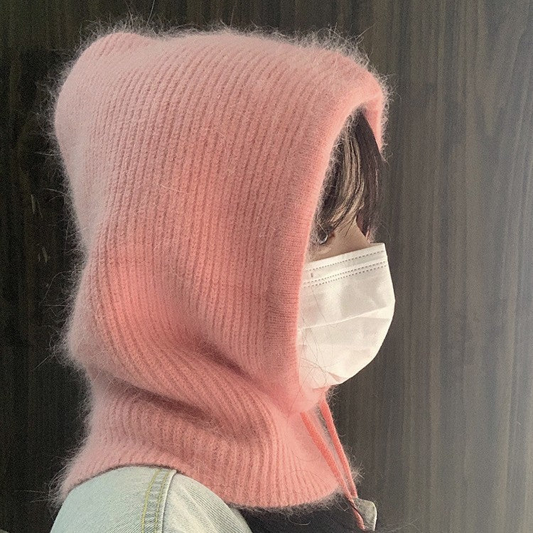 サーモフード_保温 フード&スカーフ一体型 ドローストリングキャップ 冬用